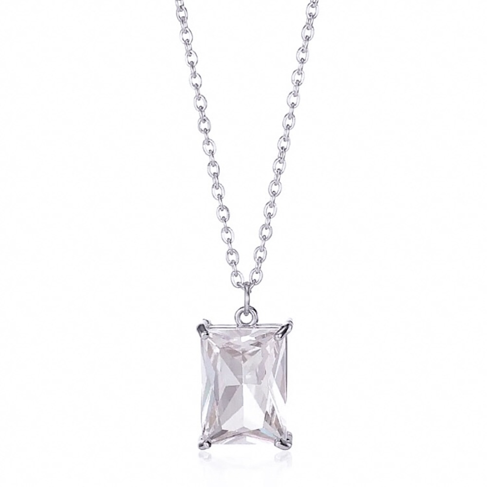⚜️𝟯𝟬%𝗢𝗙𝗙 𝗯𝘂𝗻𝗱𝗹𝗲𝘀 𝟯+⚜️ NEW CZ Rectangular Charm Stainless Steel Necklace - Picture 5 of 9
